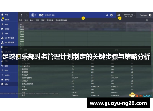 足球俱乐部财务管理计划制定的关键步骤与策略分析
