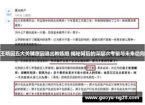 王皓因五大关键原因退出教练组 揭秘背后的深层次考量与未来动向