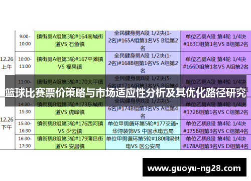 篮球比赛票价策略与市场适应性分析及其优化路径研究